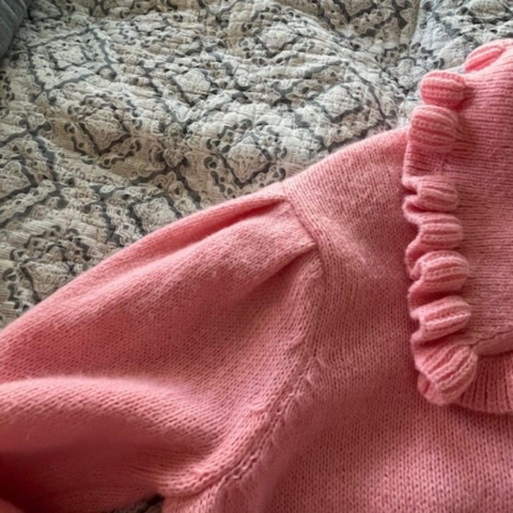 Pink Knit Cardigan Crocheted Strawberry Buttons Sz L/XL Coquette Twee Valentine - Picture 8 of 15